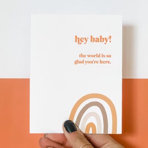Hey Baby Mod Letterpress Greeting Card New Baby