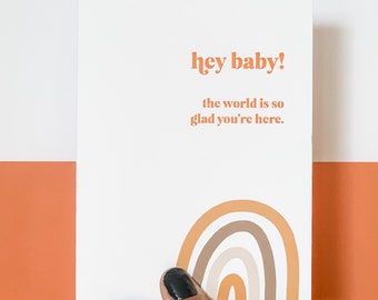 Hey Baby Mod Letterpress Greeting Card New Baby