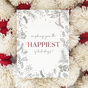 Happiest of Holidays Red Roil Evergreen kerstkaartenset