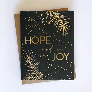 Juego de tarjetas navideñas con lámina dorada Hope & Joy