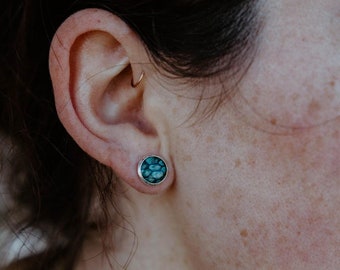 Alaska Salmon Skin Stud Earrings, 925 Sterling Silver