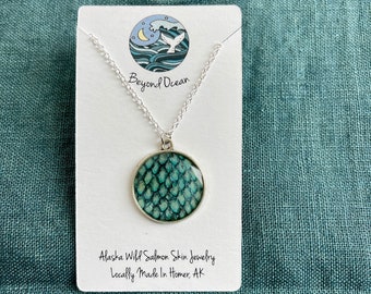 Alaska Wild Salmon Skin Necklace, Ocean Jewelry