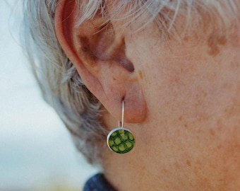 Alaska Salmon Scale Earrings, Sterling Silver Latch-Backs
