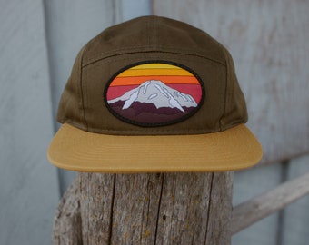 5 Panel Hat, Mountain Sunrise Patch - Hiking Cap