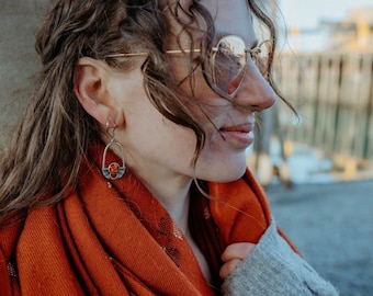 Wild Alaska Salmon Scale Earrings, Hypoallergenic Steel Ocean Jewelry