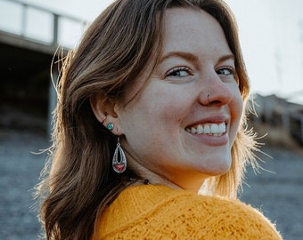 Wild Alaska Salmon Skin Earrings, Hypoallergenic Steel Filigree, Ocean Jewelry