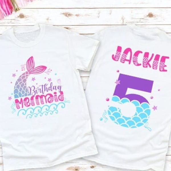 Personalized birthday shirt | Birthday Mermaid Shirt | Girls Birthday Shirt | Birthday Girl Shirt | Mermaid theme party | Mermaid girl shirt