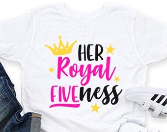Her royal five ness shirt | Royal birthday party | Turning 5 shirt | I'm 5 shirt | High five | Princess birthday | Queen birthday shirt