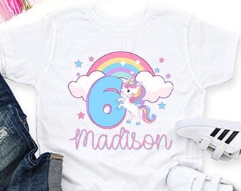 Unicorn and rainbow birthday shirt | Unicorn theme birthday | Unicorn birthday party | Personalized birthday shirt | Girl birthday shirt