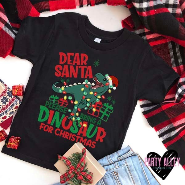 Discover Dear Santa please bring a dinosaur for Christmas shirt | Kids Christmas shirt | Dinosaur Christmas shirt | Boys Christmas | Girls Christm