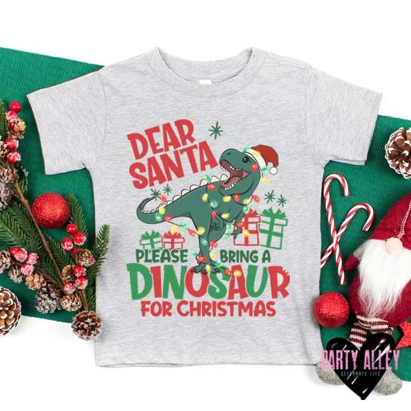 Discover Dear Santa please bring a dinosaur for Christmas shirt | Kids Christmas shirt | Dinosaur Christmas shirt | Boys Christmas | Girls Christm