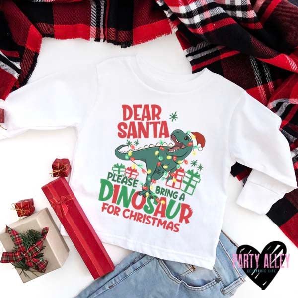 Discover Dear Santa please bring a dinosaur for Christmas shirt | Kids Christmas shirt | Dinosaur Christmas shirt | Boys Christmas | Girls Christm