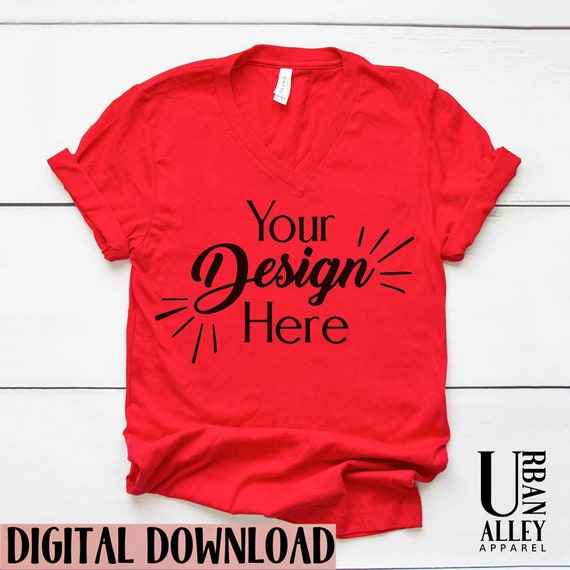 Bella Canvas 3005 Vneck Mock Up Add Your Design Flat Lay Etsy