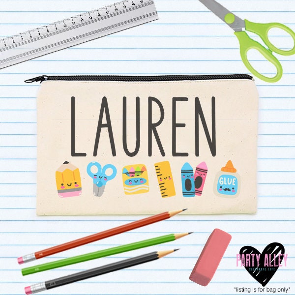 School supplies pencil bag with name | Pencil pouch | Kids pencil bag | Back to school | Personalized pencil bag | Custom pencil pouch