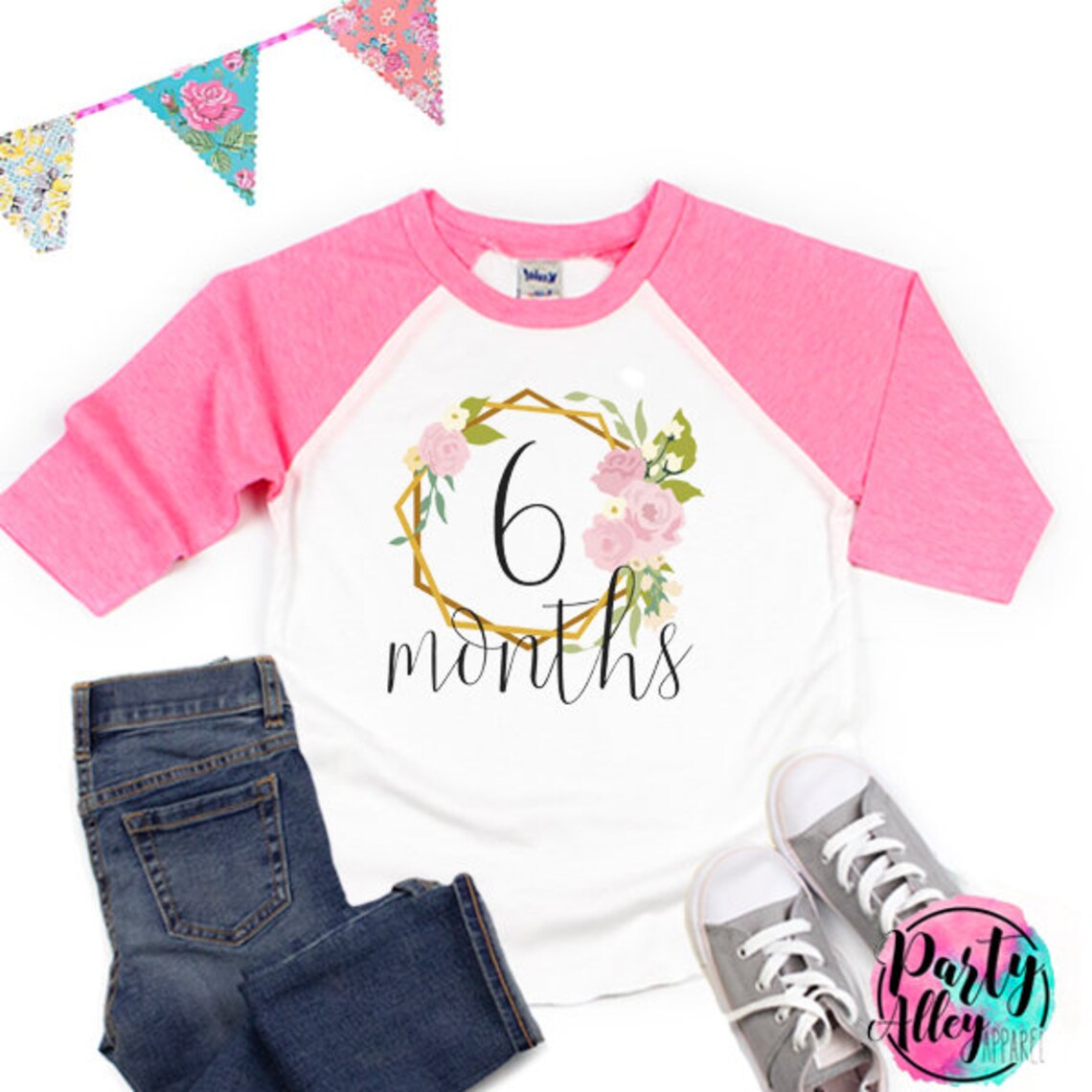 Floral 6 months old shirt 6 month birthday Half way to one Etsy