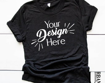 Bella Canvas 3001 C shirt mock up | Add your design | Flat lay mock up | Black shirt | Basic mock up | Bella t-shirt mock up | Unisex mock