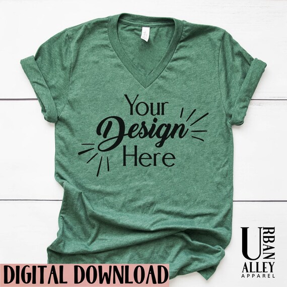 Bella Canvas 3005 Vneck Mock Up Add Your Design Flat Lay Etsy