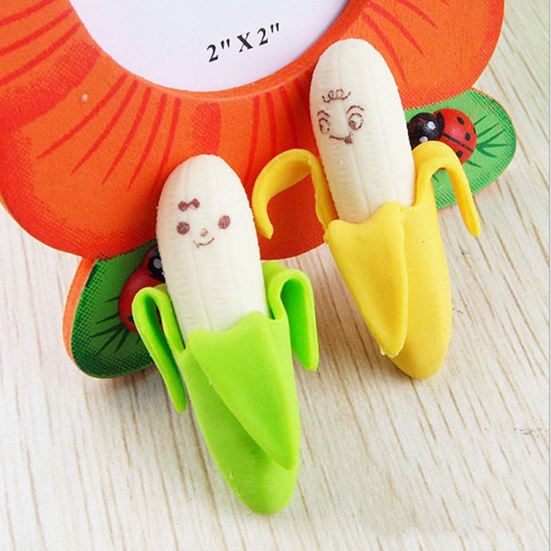 Banana Erasers Cute School Supplies Stationery Christmas Gifts Fruit Erasers Small Gifts Small Erasers Set of 2 Banana Erasers