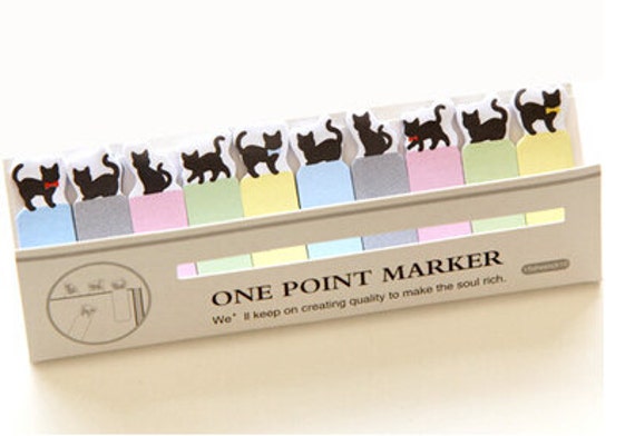 black cat sticky notes halloween school supplies black etsy