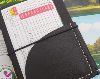 ONE ONLY Personalised Golf Gift for Dad, Leather Golf Score Tracker, Leather golf log, Golfing log, score card holder leather golf book gift