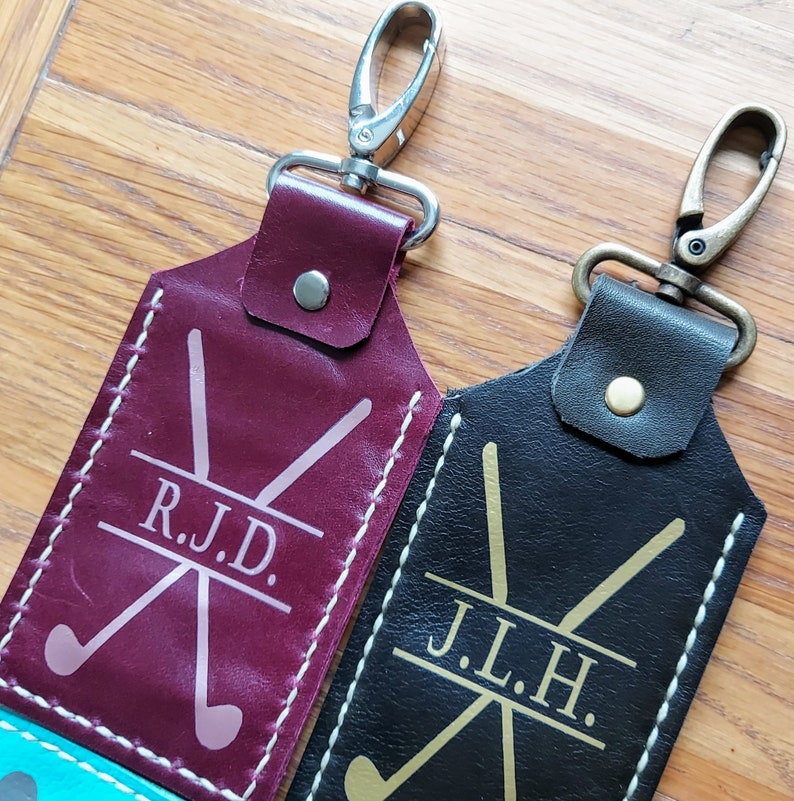 Custom Leather Golf Bag Tag Golf Tee Holder Clip Golf Gift Etsy