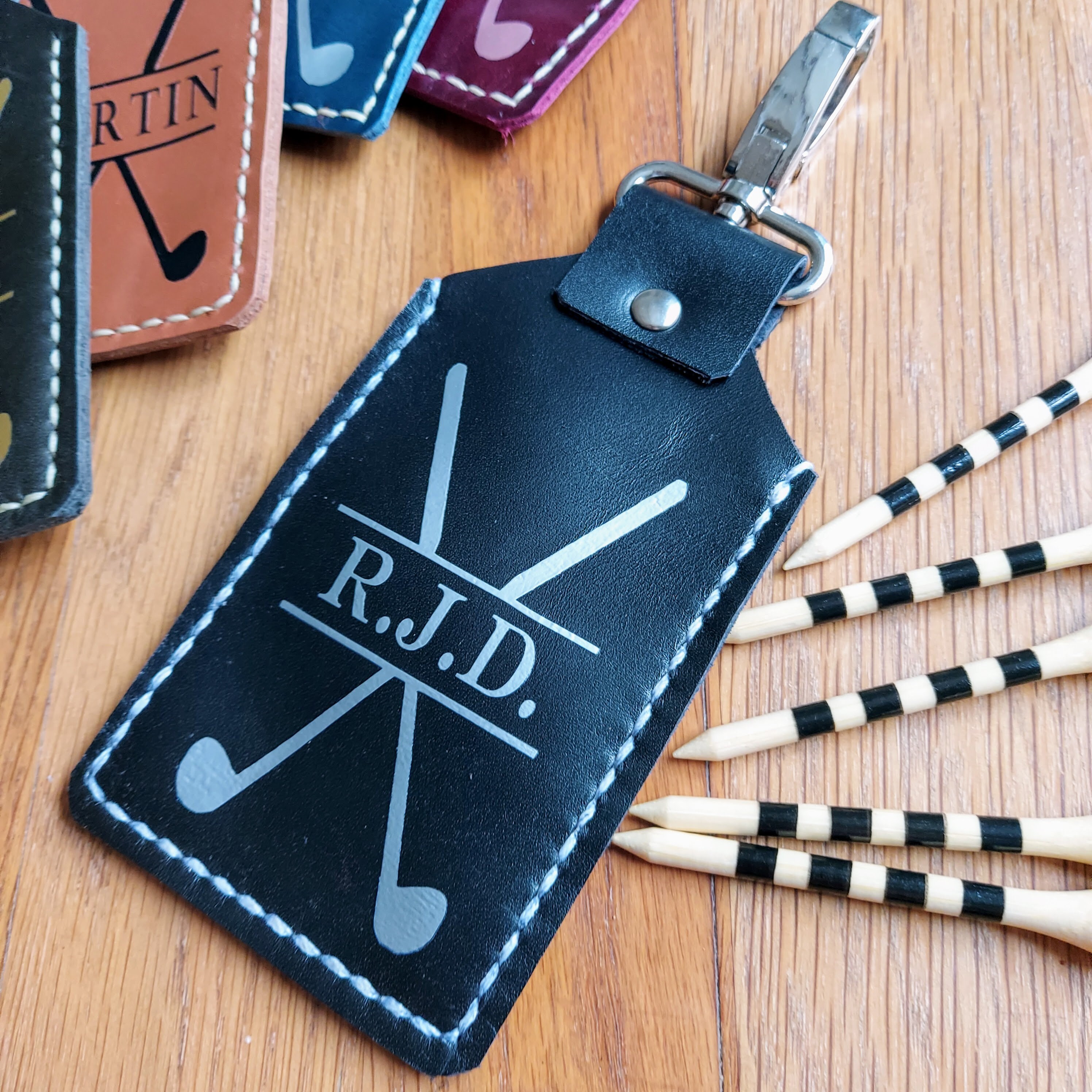 Custom Leather Golf Bag Tag Golf Tee Holder Clip Golf Gift Etsy UK