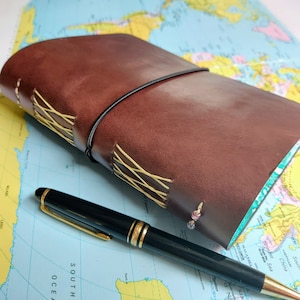 Reisejournal mit Umschlag Taschen und Einlagen, A6 Leder Reisetagebuch, Reisetagebuch Hochzeitsgeschenk für Flitterwochen, Reisegeschenk