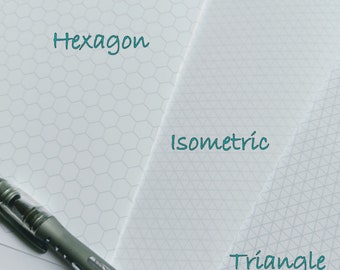 Hexagon honeycomb Bullet-type planner journal insert for Travelers Notebook, Hexagon grid bullet journal planner inserts Midori Fauxdori TN