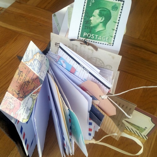 Travel Journal With Envelope Pockets Leather Travel Journal Etsy