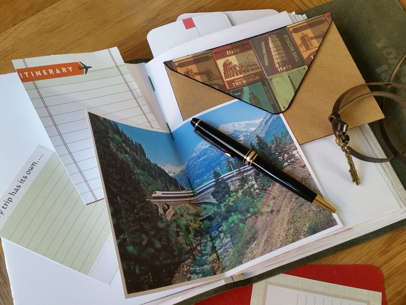 Large Leather Travel Journal With Pockets, Personalised Leather Cover ...