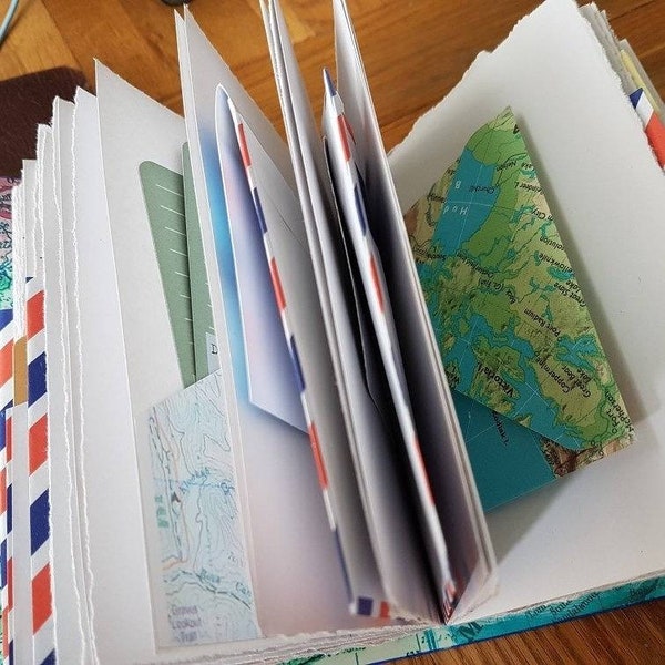 Diario de viaje con bolsillos para sobres, Diario de viajes de cuero personalizado, regalo de boda para viaje de luna de miel, diario de vacaciones, tamaño A6