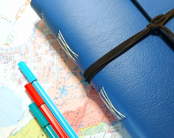 Leather World Map Travel Journal: A5 Envelope Pocket Album