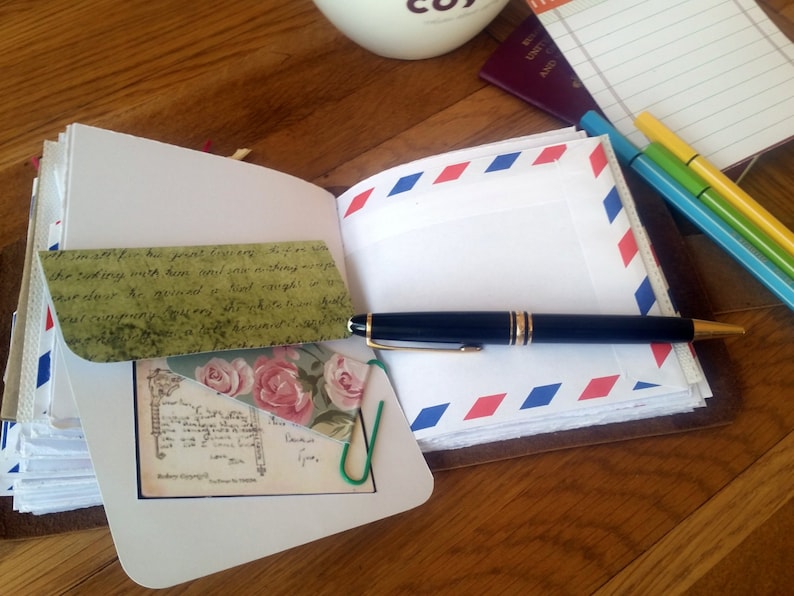 Leather Travel Journal With Envelope Pockets and Travel Etsy