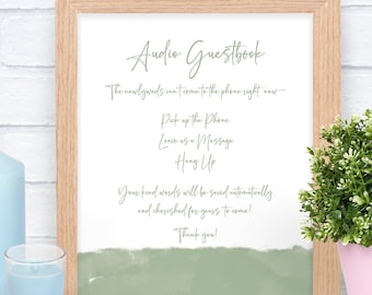 Audio Guestbook Sign, Sage Green Wedding, Leave Us a Message Sign, Phone Guestbook Sign, 8 x 10, Sage Wedding Decor, Printable Wedding Sign