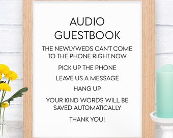 Audio Guestbook Sign, After the Tone Instructions Sign, Phone Wedding Sign, 8 x 10, Leave Us A Message Sign, After the Tone Signage, Digital