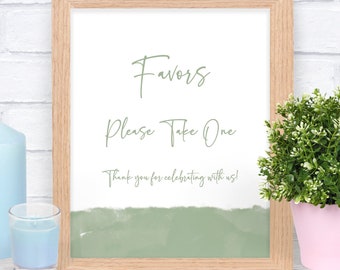 Sage Green Wedding, Wedding Favors Sign, 8 x 10, Sage Wedding Decor, Printable Wedding Sign, Favors Please Take One Sign, Modern Wedding