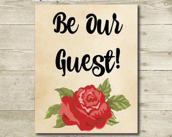 Beauty and the Beast Wedding // Guestbook Sign // Be Our Guest // Wedding Guest Sign // PRINTABLE Sign // 8x10 // INSTANT DOWNLOAD