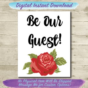 Die Schöne und das Biest Hochzeit // Sei unser Gast // Märchenhaftes Hochzeitsschild // DRUCKBARE Schild // 8x10 // Gästebuch Schild // INSTANT DOWNLOAD