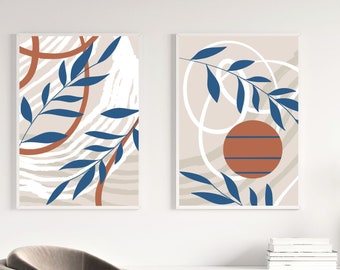 Set Of 2 Prints, Decorative Abstract Wall Art Modern Boho Decor, 36x48''