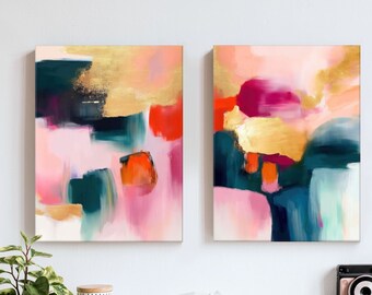 Abstract Canvas Art Prints: Set of 2, Modern Wall Decor