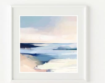 Ocean Beach Print, Abstract Seascape, Coastal Wall Decor, 24x24, 30x30, 30x40''