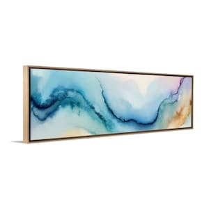 Panoramic Abstract Wall Art, Framed Canvas Print, Blue Geen Decor