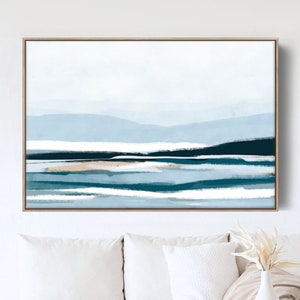 Abstract Seascape Canvas Print, Coastal Wall Art, Modern Ocean Art, Large Horizontal Bedroom Artwork