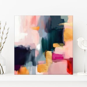 Abstract Print, Pink And Black Art, Modern Wall Decor, 30x30, 36x36&#39;&#39;