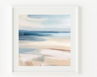 Abstract Seascape, Calming Coastal Print, Seashore Wall Art Beach Decor, 24x24, 30x30''