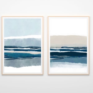 海岸の抽象画プリントセット：心を落ち着かせる海景アート