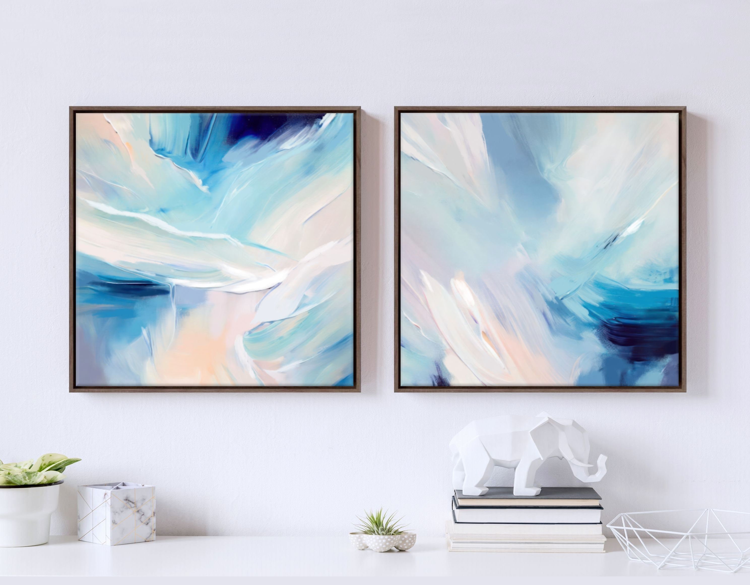 Abstract Wall Art Canvas Paintings Blue Yellow Fantasy Modern Large Framed  Artwork Decor for Living Room Bedroom Office Painting Home Decor 30x60