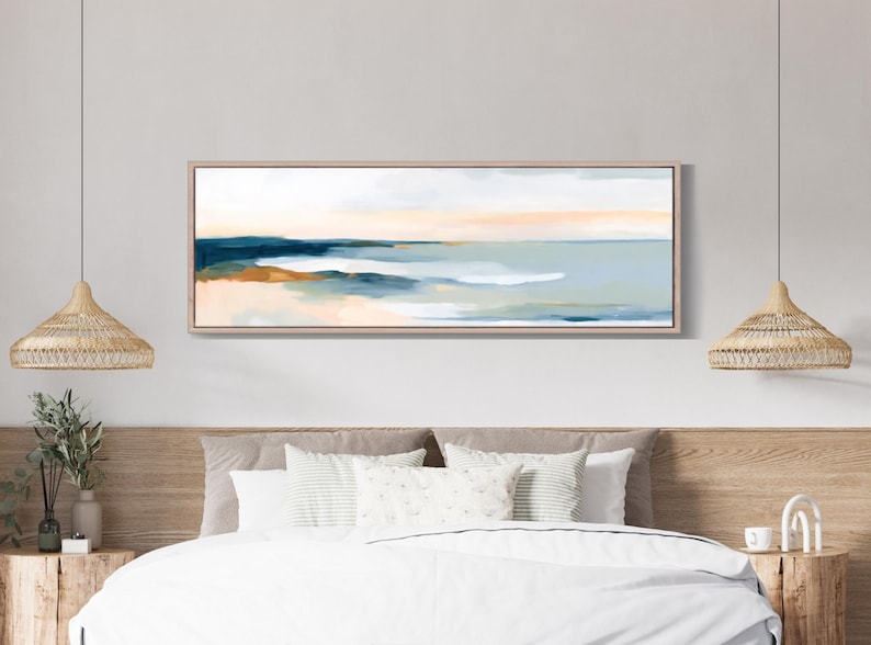 Framed Beach Wall Art - Panoramic Seascape Canvas Print - Large ...
