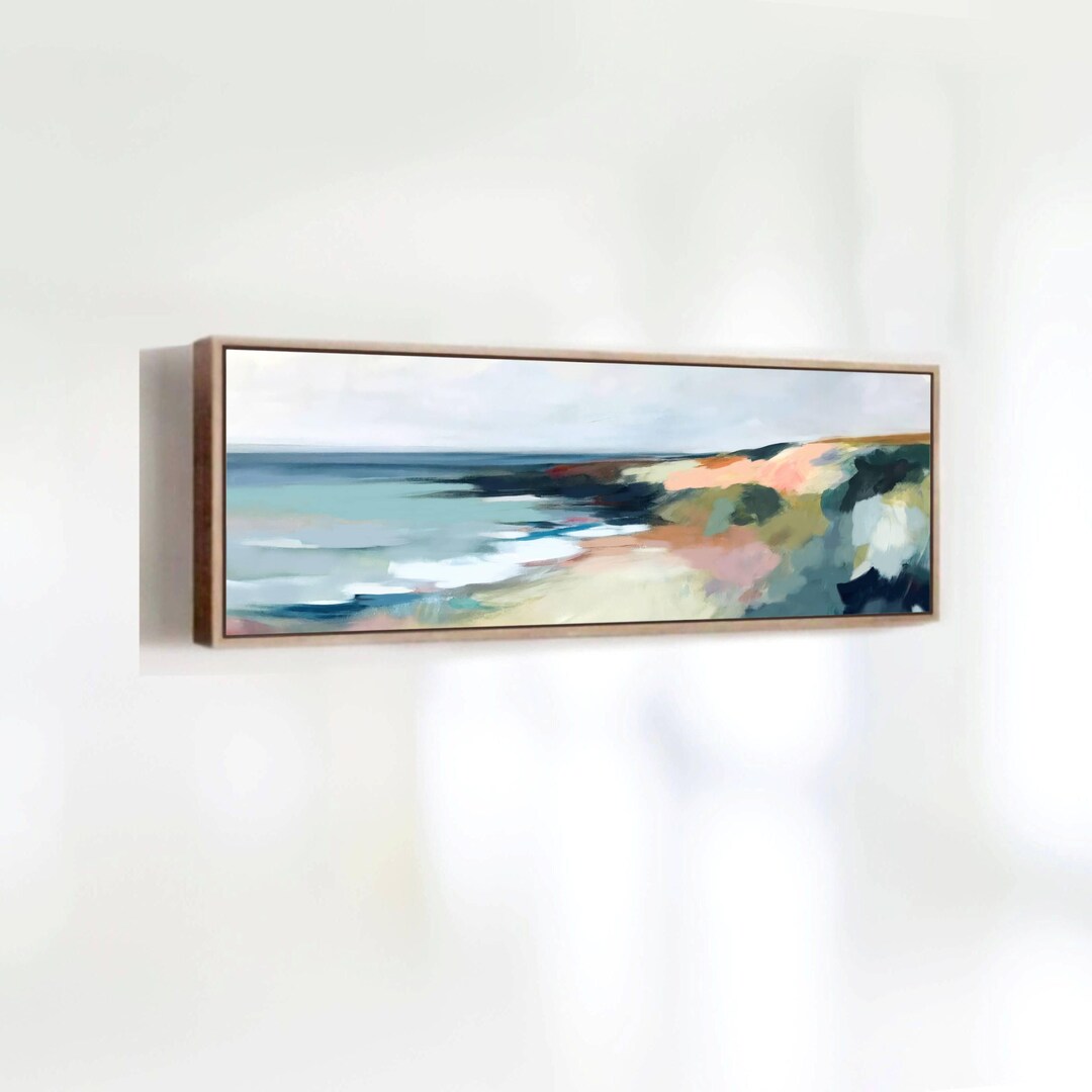 Panoramic Beach Art - Framed Coastal Canvas Print - Wide Horziontal ...