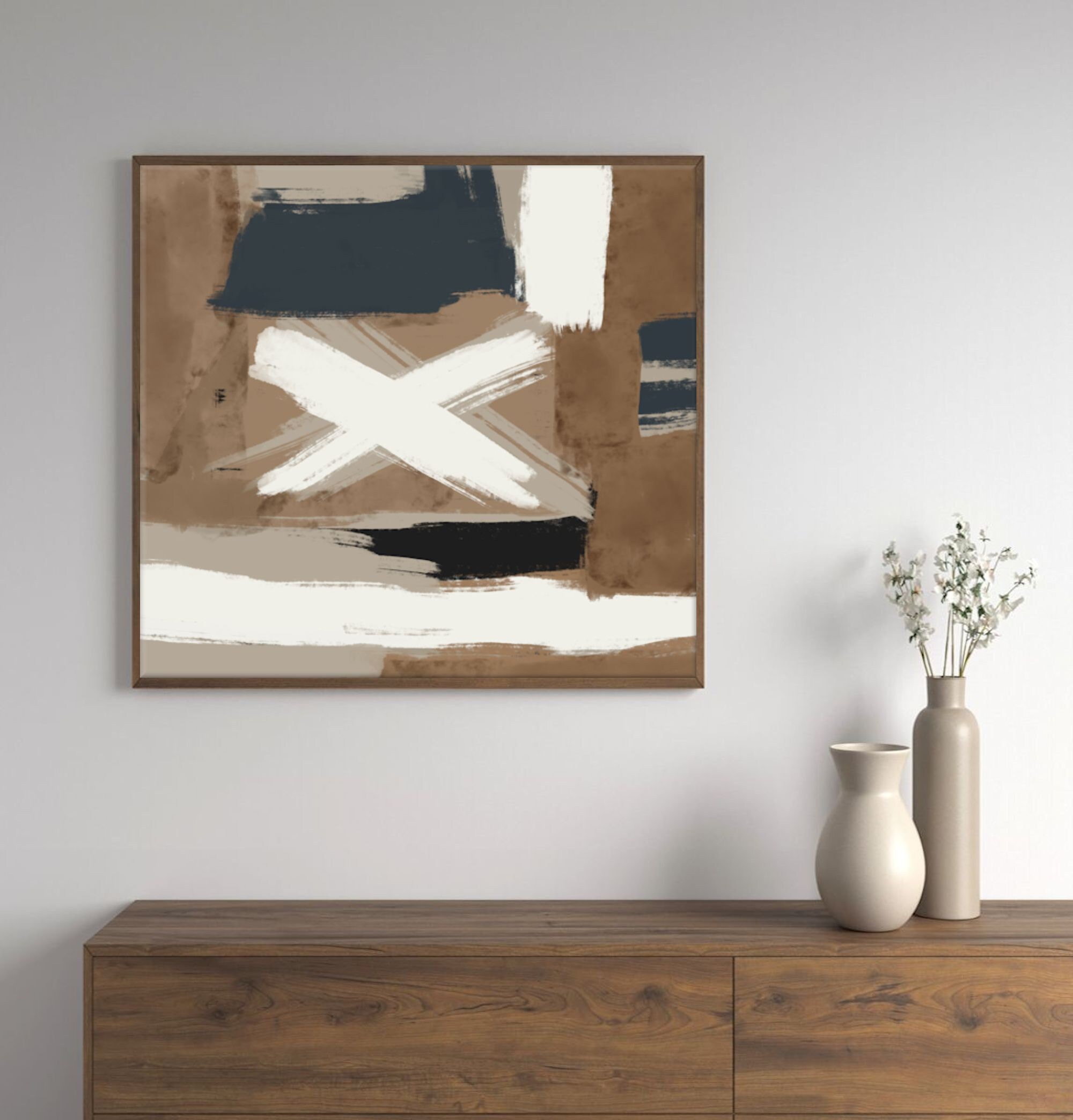 Brown Wall Art Large Abstract Canvas Print, Wabi Sabi Decor, 24x24 ...